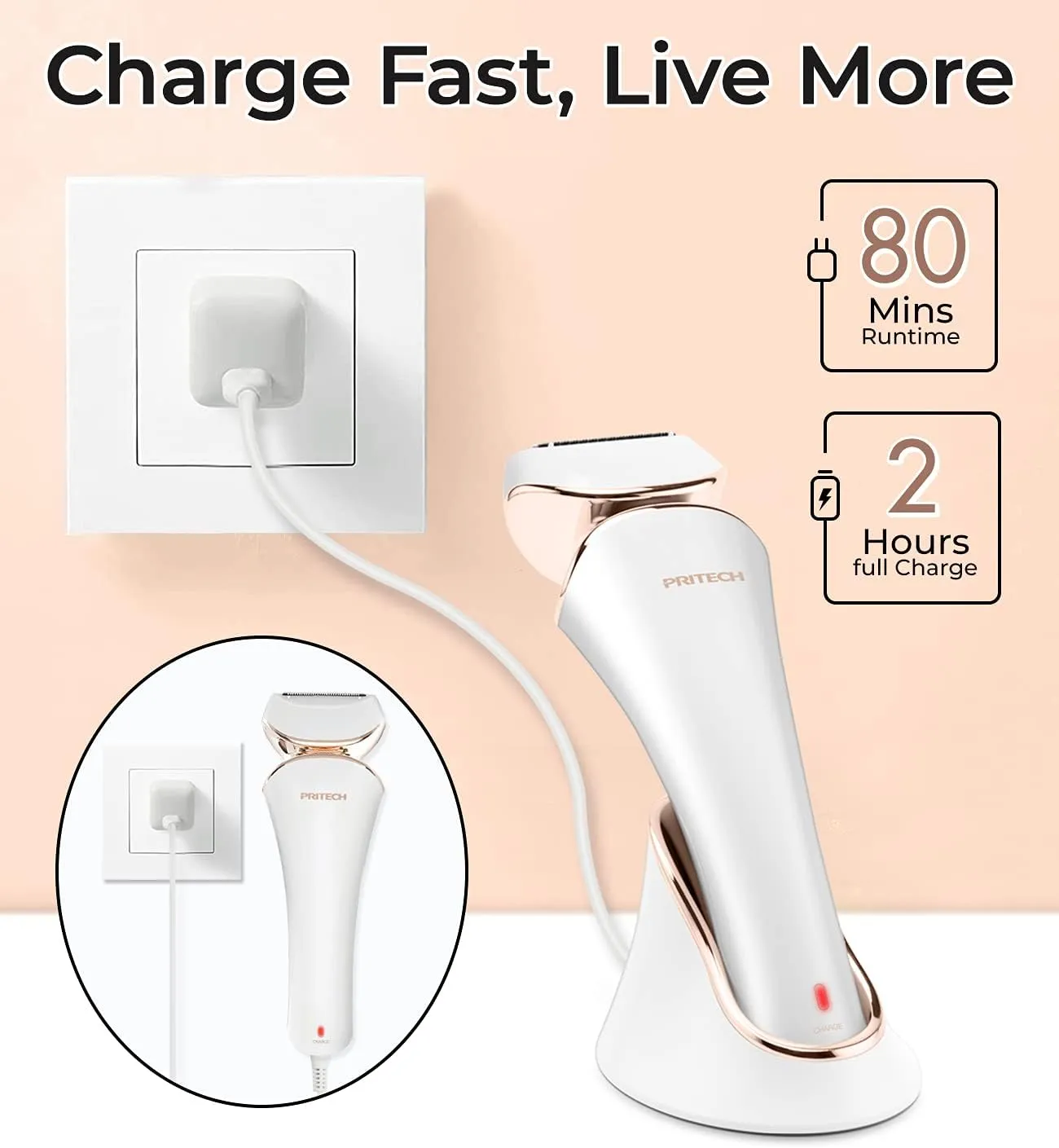 Rechargeable Women Razor, Electric Trimmer for Women Wet & Dry Use, Lady Shaver for Legs, Arms, Underarms Ipx6 Waterproof Electric Shaver for Women, Women's Bikini Trimmer Charge by USB & Dock