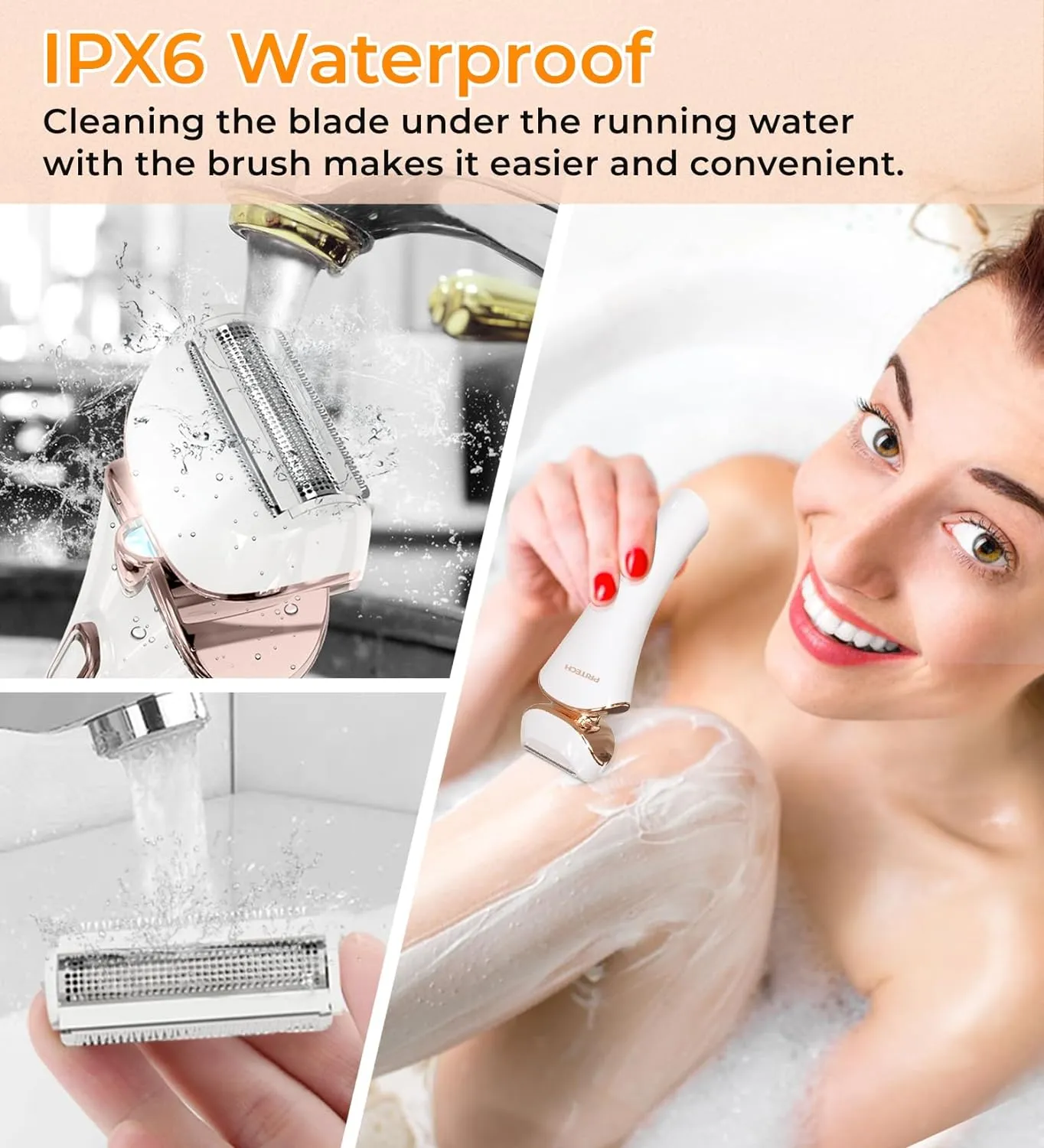Rechargeable Women Razor, Electric Trimmer for Women Wet & Dry Use, Lady Shaver for Legs, Arms, Underarms Ipx6 Waterproof Electric Shaver for Women, Women's Bikini Trimmer Charge by USB & Dock