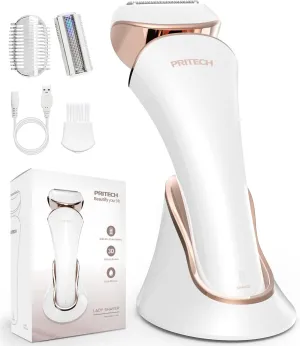 Rechargeable Women Razor, Electric Trimmer for Women Wet & Dry Use, Lady Shaver for Legs, Arms, Underarms Ipx6 Waterproof Electric Shaver for Women, Women's Bikini Trimmer Charge by USB & Dock