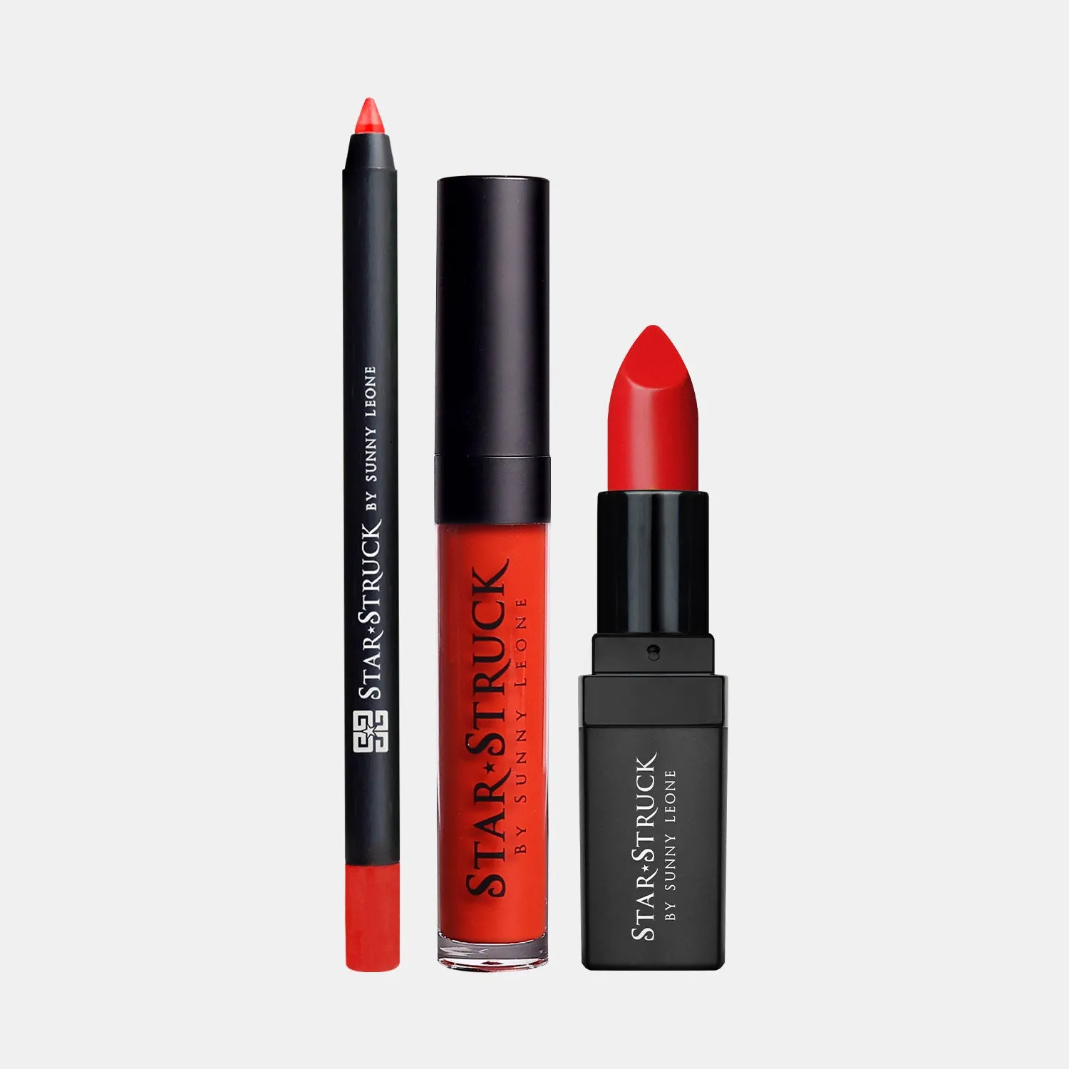 Red Carpet - 3Pcs Lip Kit, Lip Gloss, Lipstick & Lipliner Kit - Red