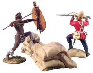 SALE - 20029 Zulu War "Defending the Wall" British 24th Foot Bayoneting Zulu uDloko Regiment Warrior