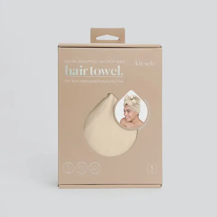 Satin Wrapped Hair Towel | Champagne