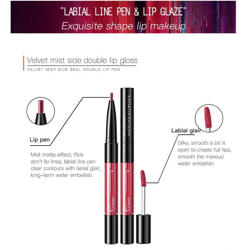 Sexy Lips Matte Velvet Liquid Lipstick Pencil Lipgloss