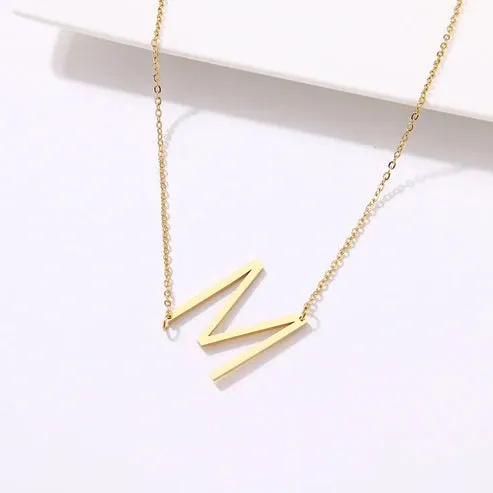 Sideways Oversized Initial Necklace (Select From Drop Down Menu)