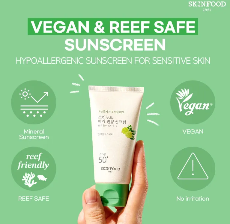 SKINFOOD Soothing Mini Vegan Sun Cream SPF 50  PA     Sunscreen Zinc