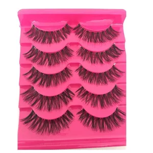 Soft Natural Long Cross Fake Eye Lashes Handmade,5 Pairs