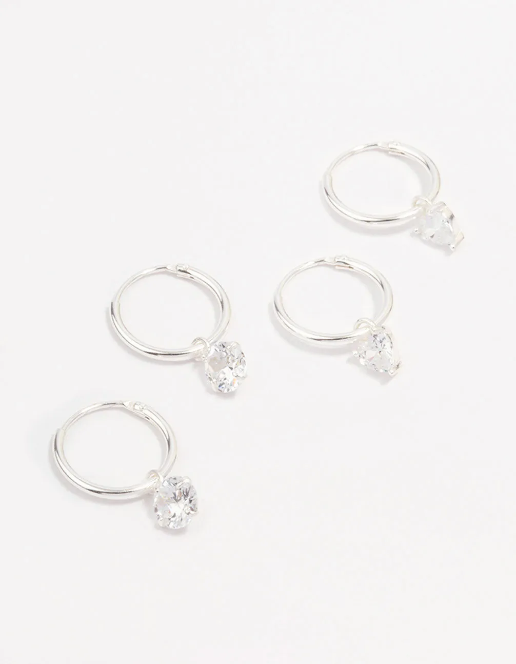 Sterling Silver Cubic Zirconia Hoop Earring Pack