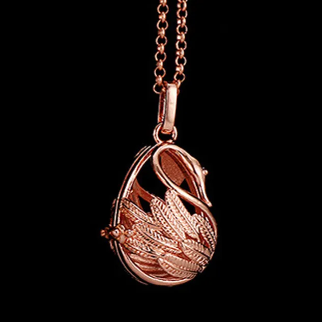 Swan Shaped Essential Oil Diffuser Necklace with Lava Stones