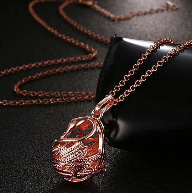 Swan Shaped Essential Oil Diffuser Necklace with Lava Stones
