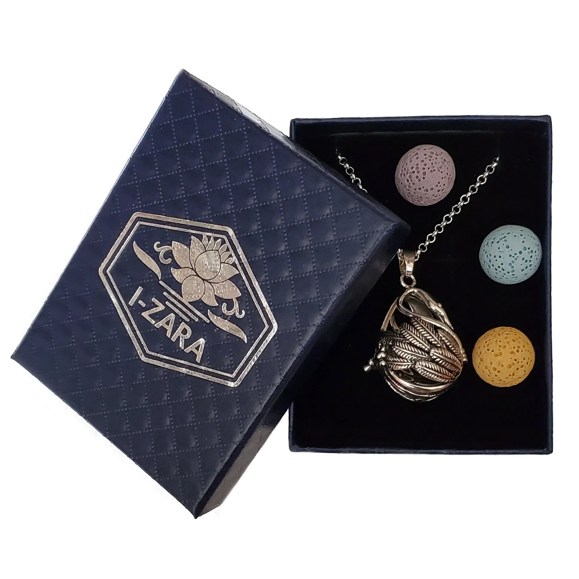 Swan Shaped Essential Oil Diffuser Necklace with Lava Stones