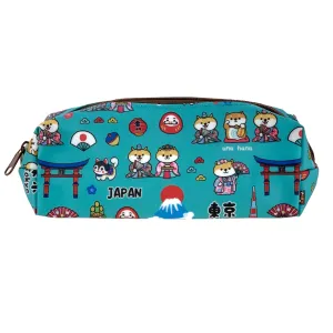 Teal Green Shiba Japan Large Pencil Case