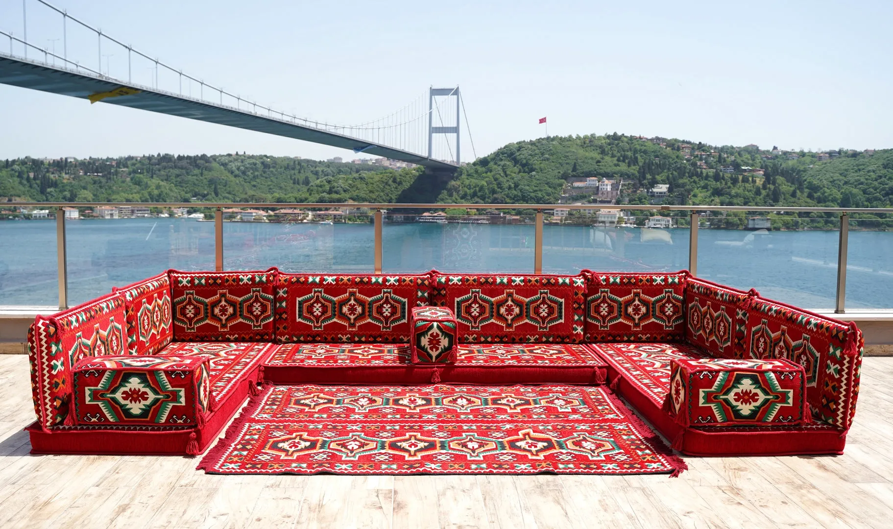 U Shaped Arabic Sofa Set, Red Floor Couch, Sectional Sofas, Arabic Majlis, Turkish Rug, Couch Covers, Sofa Bed