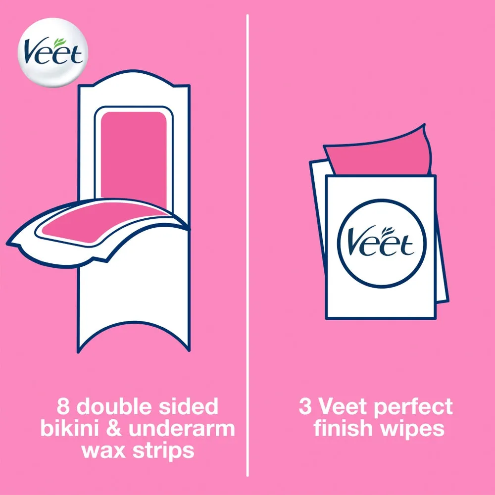 Veet Easy Gel Bikini Line and Underarm 16 Wax Strips For Normal Skin