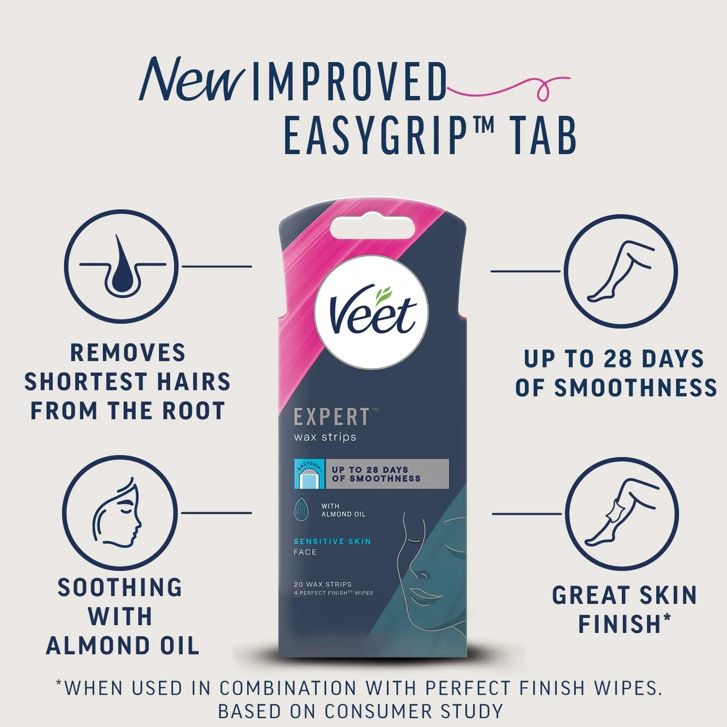 Veet Expert Wax Strips Face With Almond Oil x 20