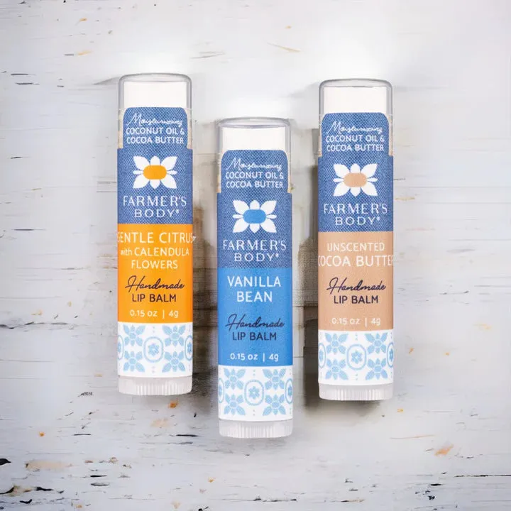 Vegan Lip Balm Trio | Gentle Citrus, Vanilla, and Cocoa Butter