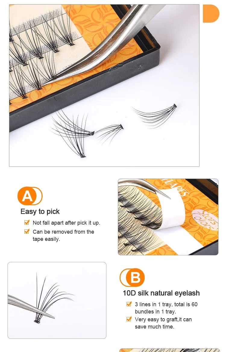 VenusFox Faux Silk Lashes 6mm-14mm 10D Mink Fake False Eyelashes Premade Fan Eyelash Makeup Extension