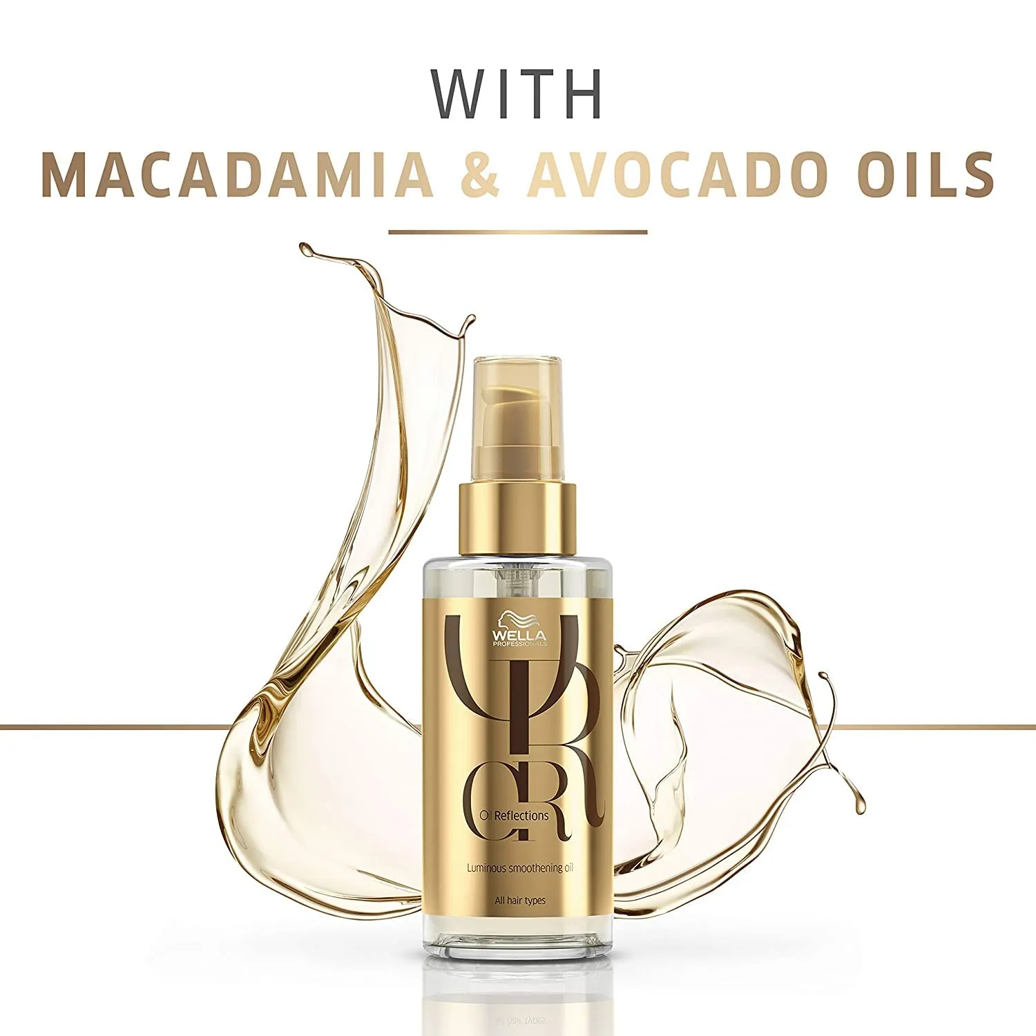 Wella Professionals Oil Reflections Luminous Smoothening Hair Oil | 100 ml | Non-Sticky Hair Treatment | Avocado & Macadamia Seed Oils | For a Glossy Hair Shine
