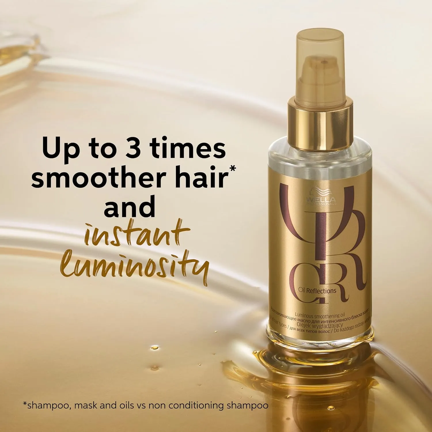 Wella Professionals Oil Reflections Luminous Smoothening Hair Oil | 100 ml | Non-Sticky Hair Treatment | Avocado & Macadamia Seed Oils | For a Glossy Hair Shine