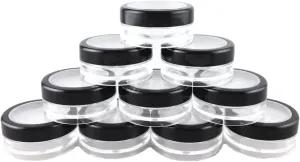 yueton 10pcs Black Edge Open Window 10 Gram Empty Clear Plastic Powder Compact Cosmetic Containers