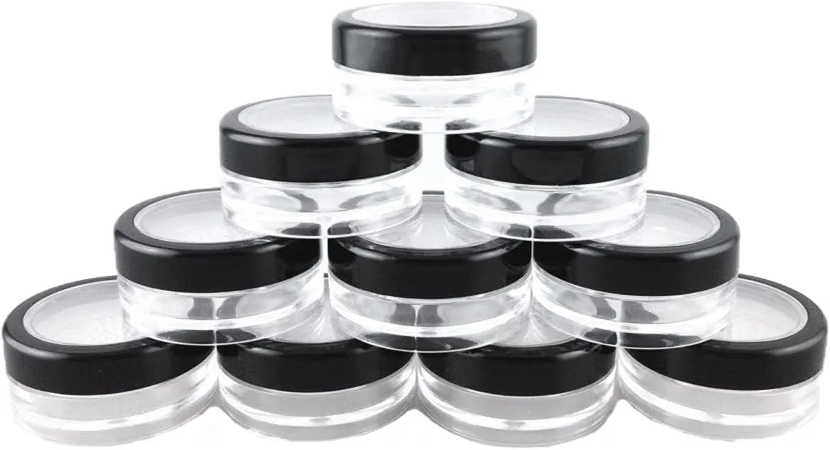 yueton 10pcs Black Edge Open Window 10 Gram Empty Clear Plastic Powder Compact Cosmetic Containers